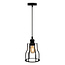 Industrial pendant lamp Diego in matte-black open cage frame
