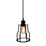 Industrial pendant lamp Diego in matte-black open cage frame