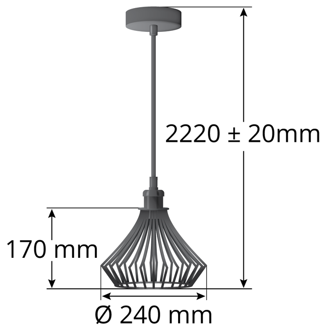 Industrial pendant lamp Kiki in matte-black open cage frame