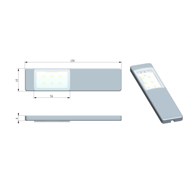 LED surface-mounted cabinet spotlight Lex - silver-grey