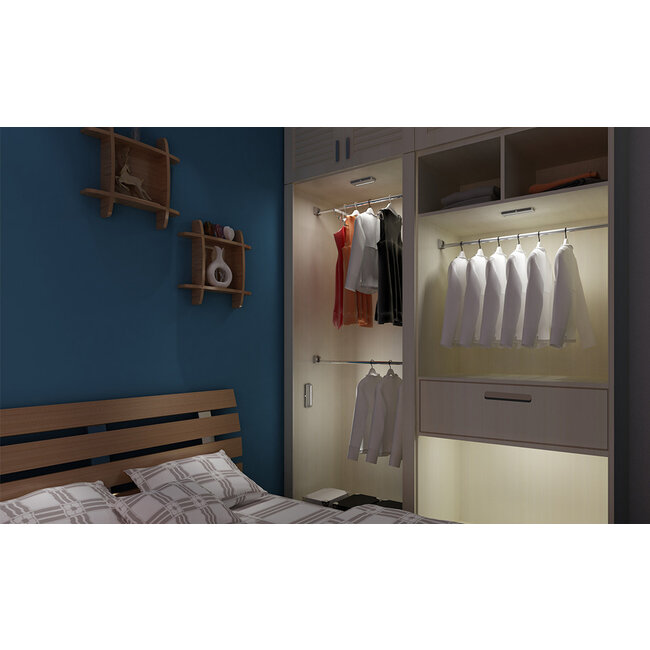 LED battery-powered cabinet lighting Ivar with sensor in silver-grey