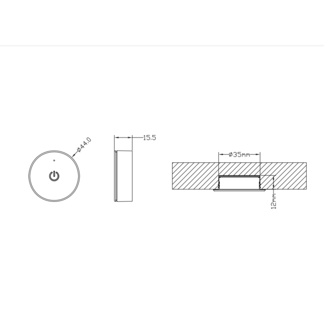 Wireless round touch dimmer - cabinet lighting