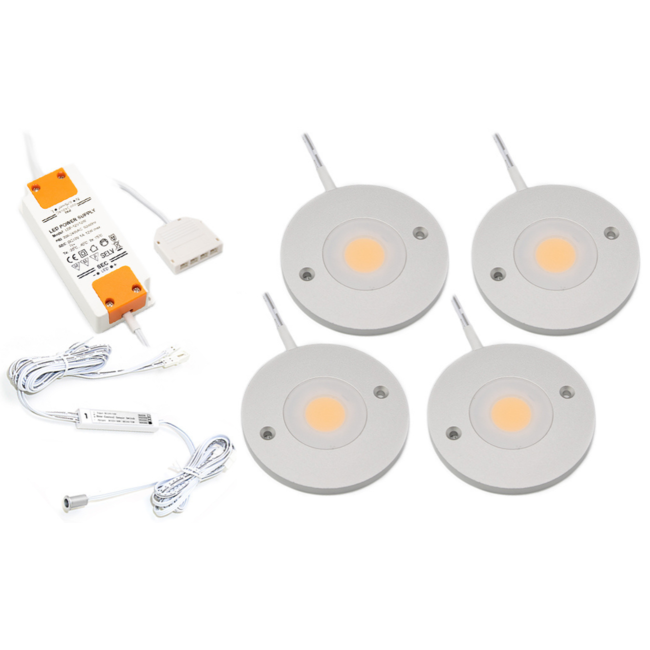 LED cabinet lighting Kaya complete set of 4 spots