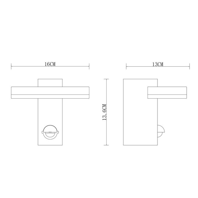 Wall light black with sensor - Roberto