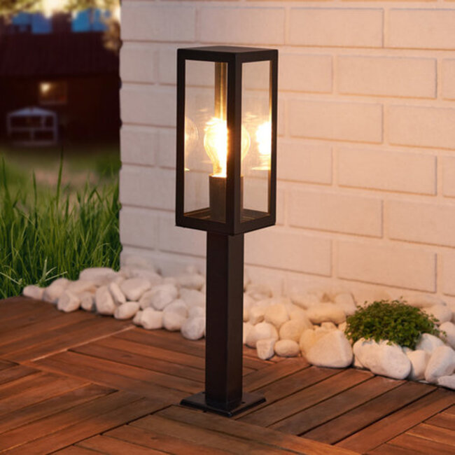 Industrial Stainless Steel Black Outdoor Lamp Alessio with Glass, 80 cm