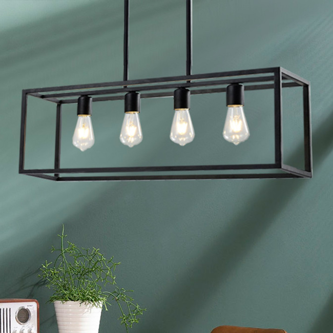 Industrial hanging lamp in black with 4 lamps - Zagreb Cage