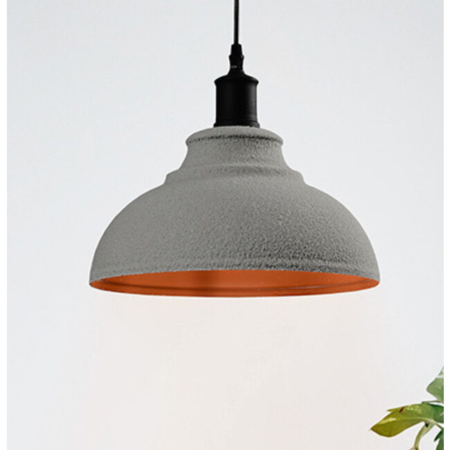 Industrial hanging lamp in concrete grey with red decoration - Moscow