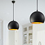 Modern round pendant lamp in black with gold 20cm - Goldy