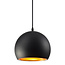 Modern round pendant lamp in black with gold 25cm - Goldy