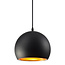 Modern round pendant lamp in black with gold 35cm - Goldy