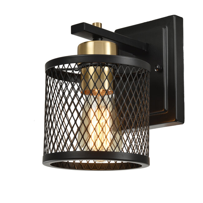 Industrial wall lamp black with gold - Sevilla