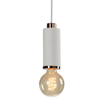 Design pendant lamp in white concrete with rose gold decoration - Vienna