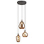 Pendant light with amber glass and texture, 3-bulb - Verona