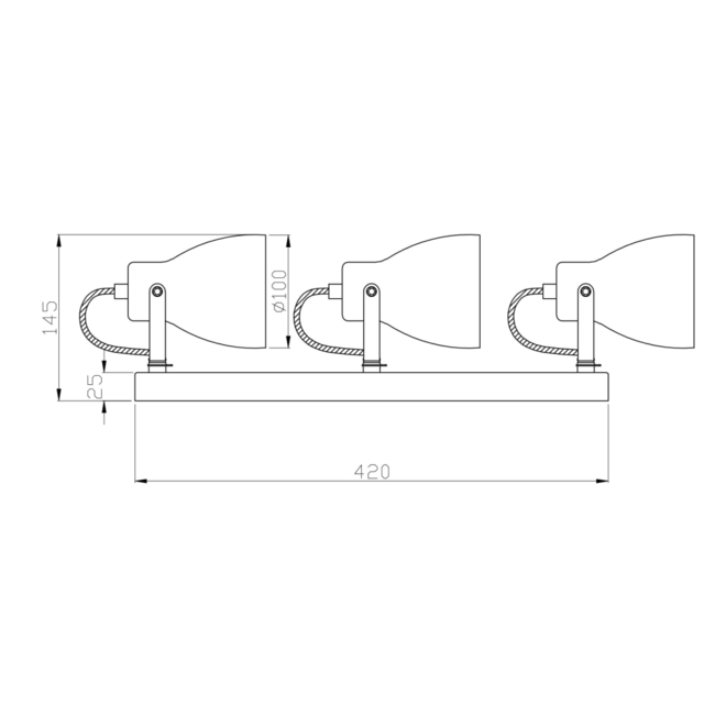 Ceiling light concrete grey with 3 spots - Ralph