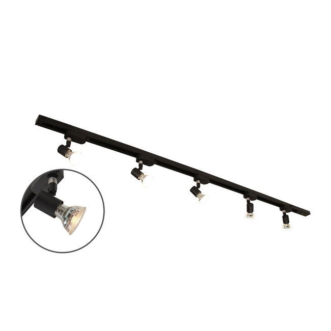 1.5 metre 1-phase track system set with Stanley spotlights, black