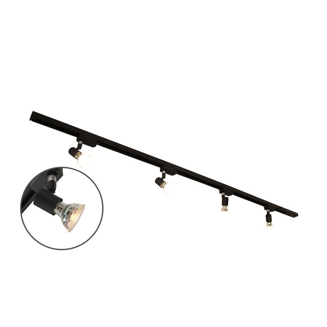 1.5 metre 1-phase track system set with Stanley spotlights, black