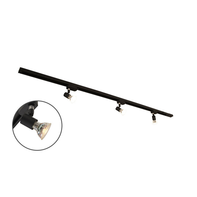 1.5 metre 1-phase track system set with Stanley spotlights, black