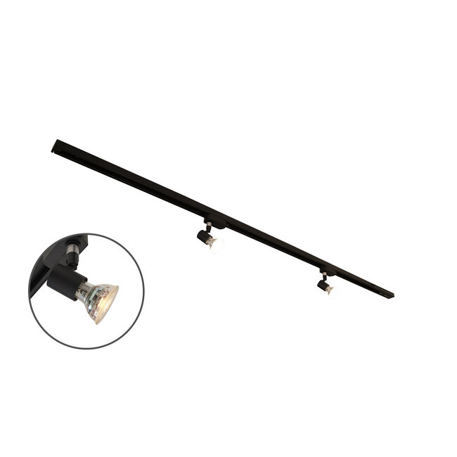 1.5 metre 1-phase track system set with Stanley spotlights, black
