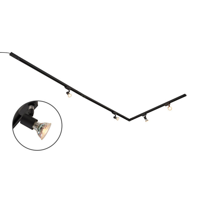 1.5 metre 1-phase track system set with Stanley spotlights, black