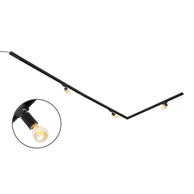 3 metre 1-phase track system set with Jax spotlights, black