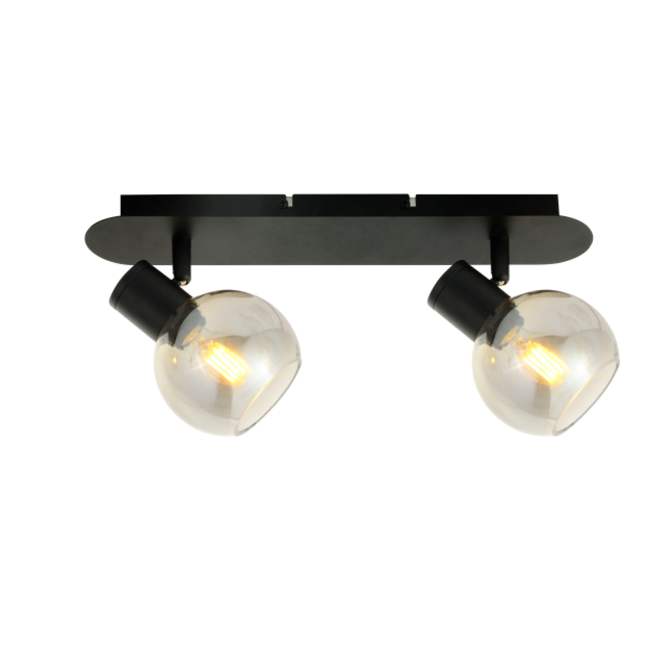 Ceiling light with smoked glass, 2-lights - Phoenix