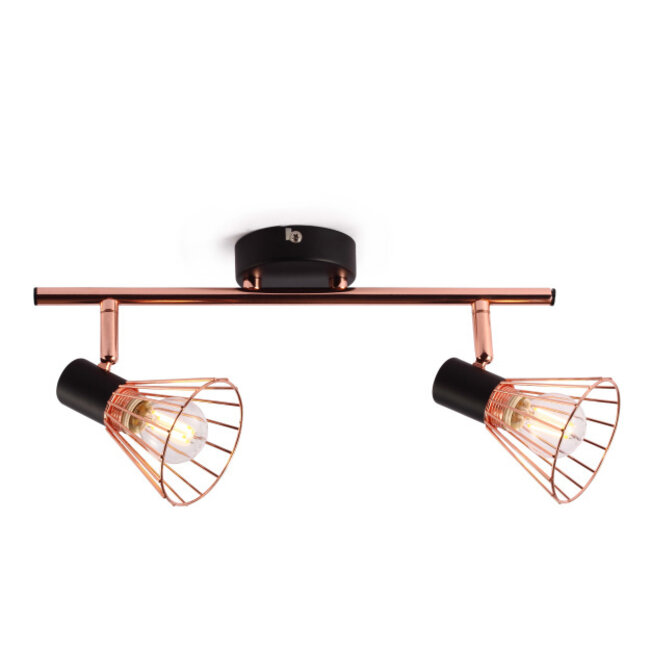 Industrial copper ceiling spotlight, 2-lights - Lincoln