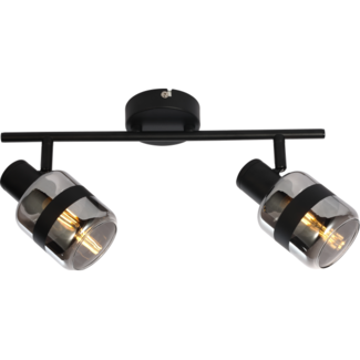 Industrial 2-light ceiling spotlight Gesa in smoked glass