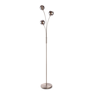 Modern floor lamp with smoked glass, 3-lights - Campbell