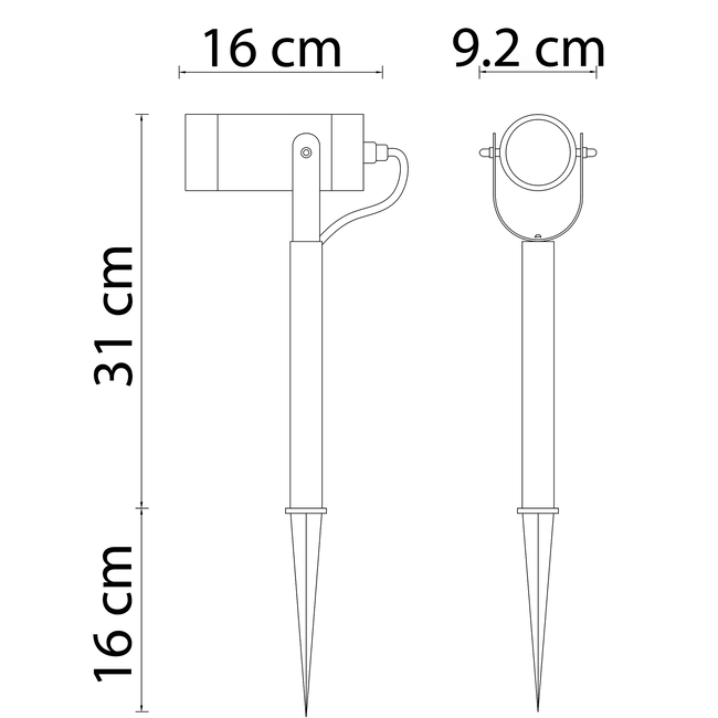 Stainless steel garden spotlight Emilio, 31 cm