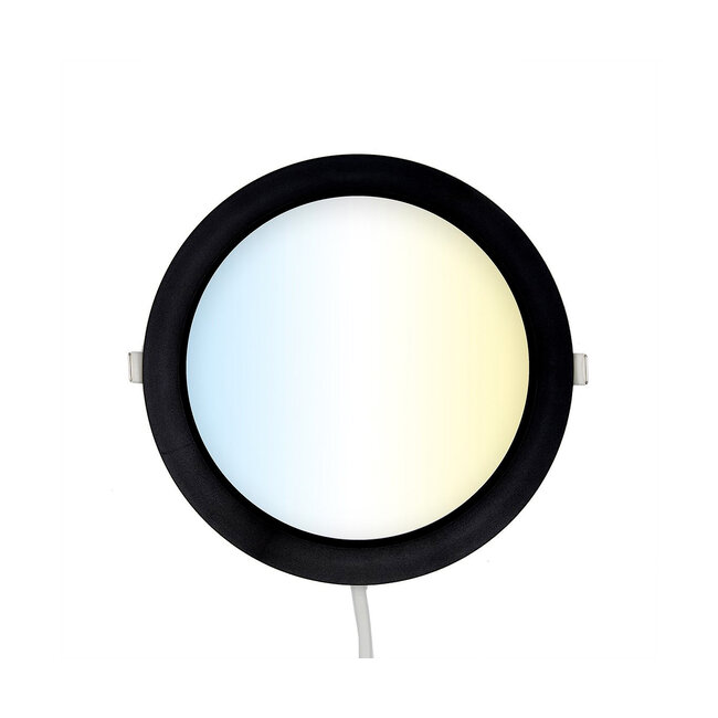 Round LED downlight 18W adjustable colour temperature - diameter 225 mm black
