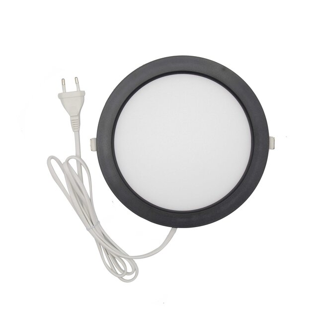 Round LED downlight 18W adjustable colour temperature - diameter 225 mm black