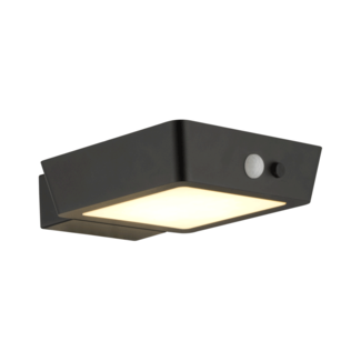 Modern solar wall lamp with sensor black - Shiny