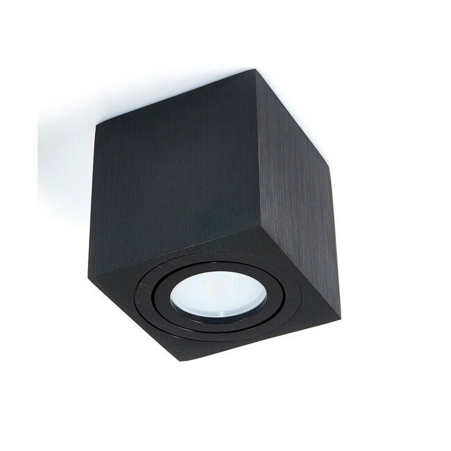 Modern tiltable black surface mounted spotlight square - Kit