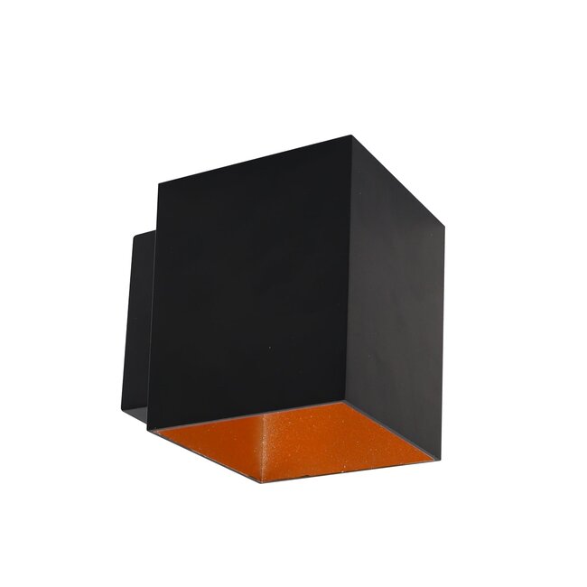 Modern wall lamp black with golden frame - Fay