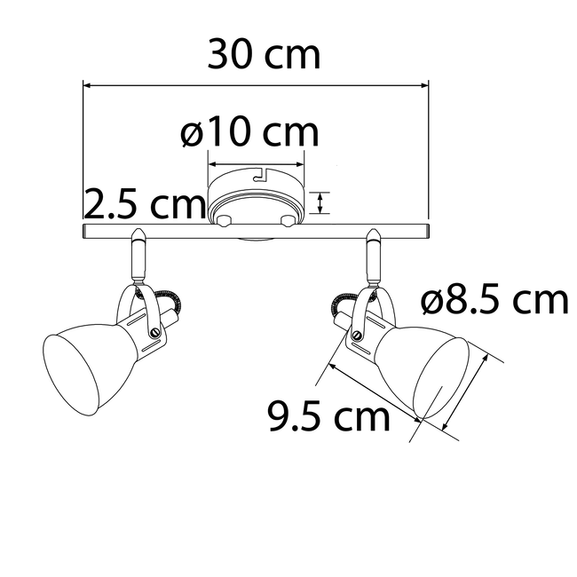 Black and gold ceiling lamp 2-light - Alden