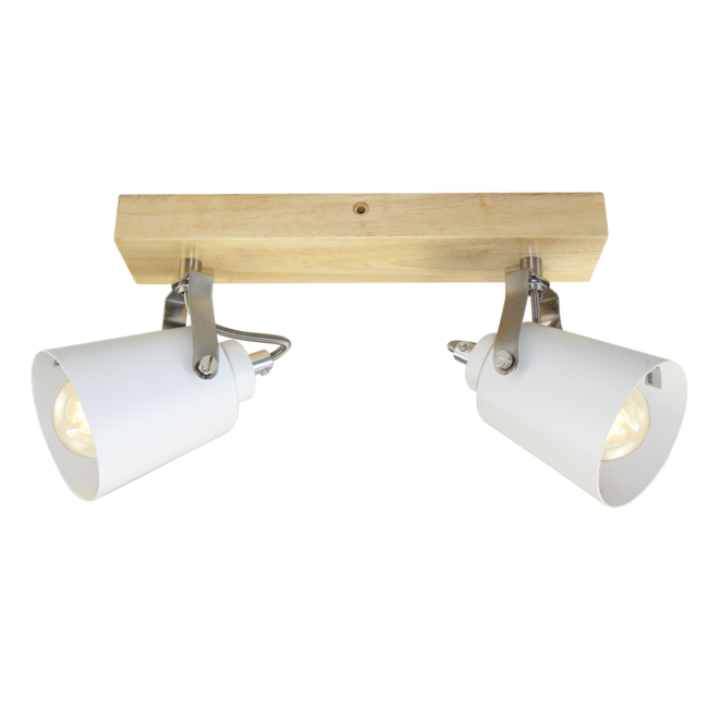 Wooden ceiling lamp with 2 spots - Flint