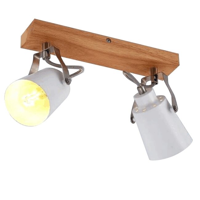 Wooden ceiling lamp with 2 spots - Flint
