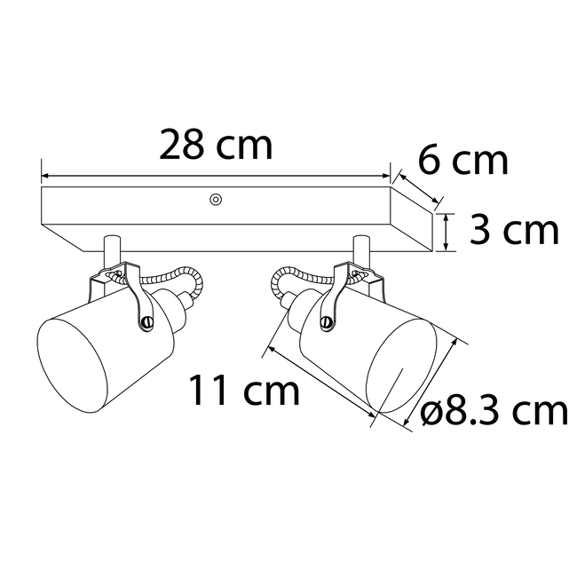 Wooden ceiling lamp with 2 spots - Flint