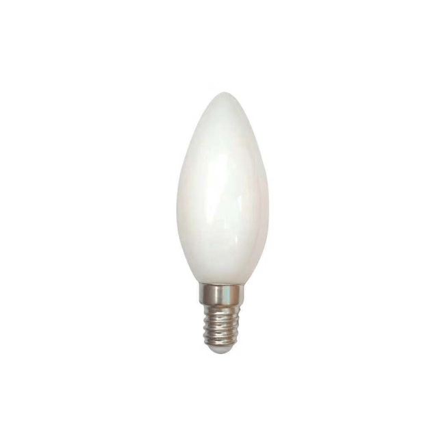 E14 filament candle lamp, milky white cap, 2100K, 1.6W Ø35
