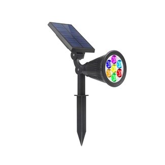 Black adjustable solar spike spotlight RGB and warm white - Zuri
