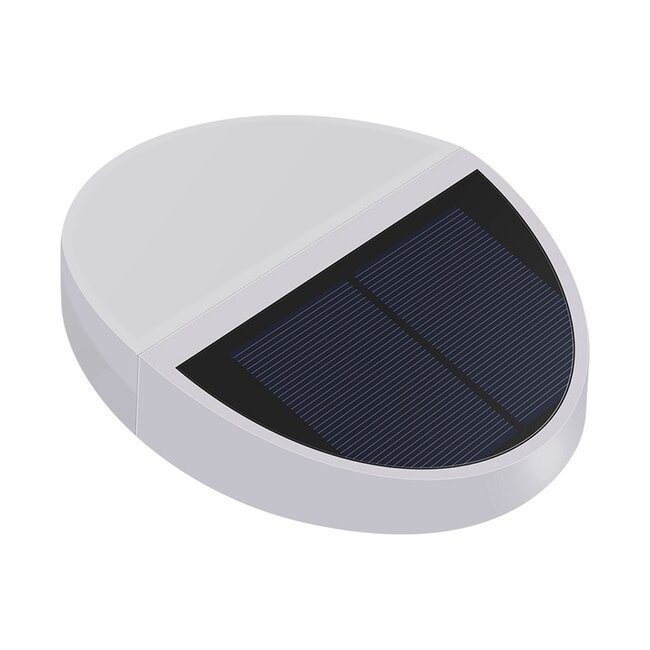 Round solar outdoor wall light Linus - white with sensor