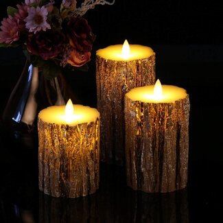 Candle set bark with remote control Arbor - Set of 3