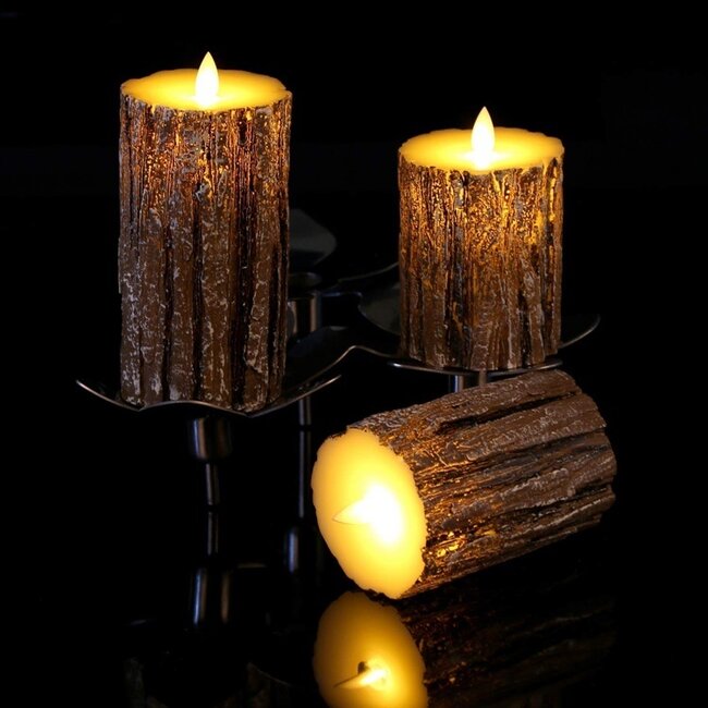 Candle set bark with remote control Arbor - Set of 3
