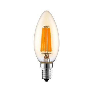 E14 dimmable LED filament candle lamp with amber glass | 3.5W 2200K