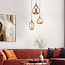 Pendant light with amber glass and texture, 3-bulb - Verona