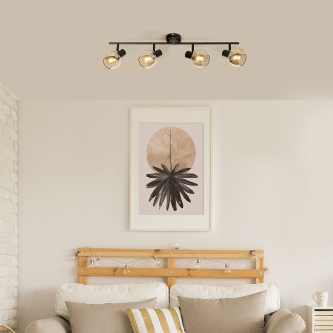 Ceiling light with smoked glass, 4-lights - Florida