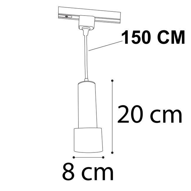 1-phase rail tube pendant lamp Jim - Black