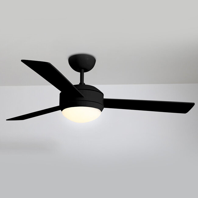 Modern black ceiling fan with light (E27) and remote control - Coco