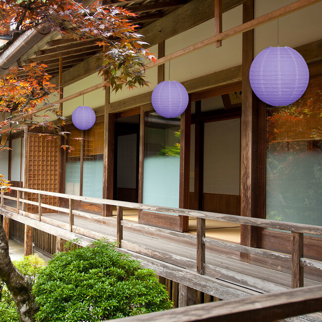 Purple nylon lantern for outdoors