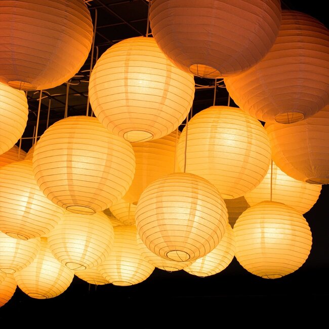 White nylon lantern for outdoors